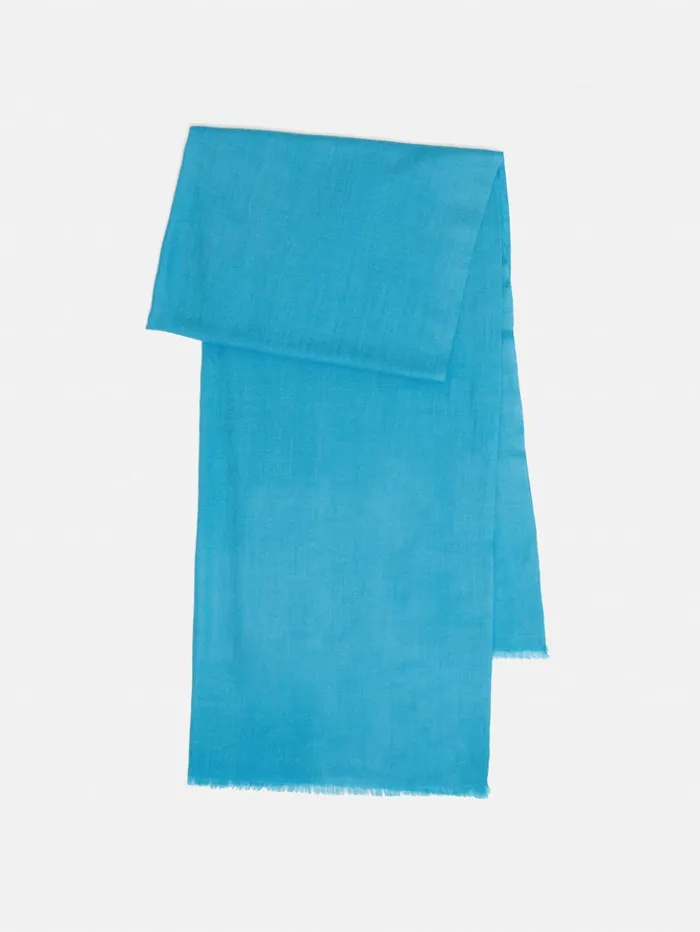 Jigsaw Wool Silk Pashmina Blue Women Ponchos and Scarves