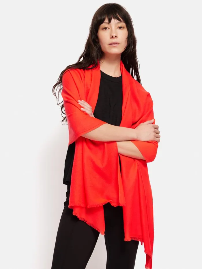 Jigsaw Wool Silk Pashmina Coral Women Ponchos and Scarves