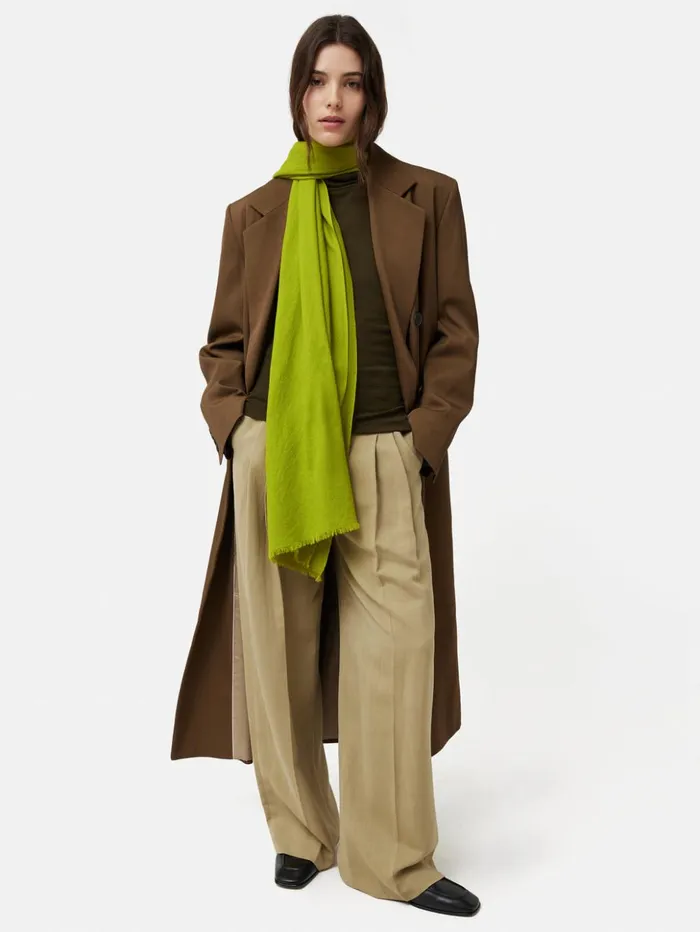 Jigsaw Wool Silk Pashmina Lime Women Ponchos and Scarves