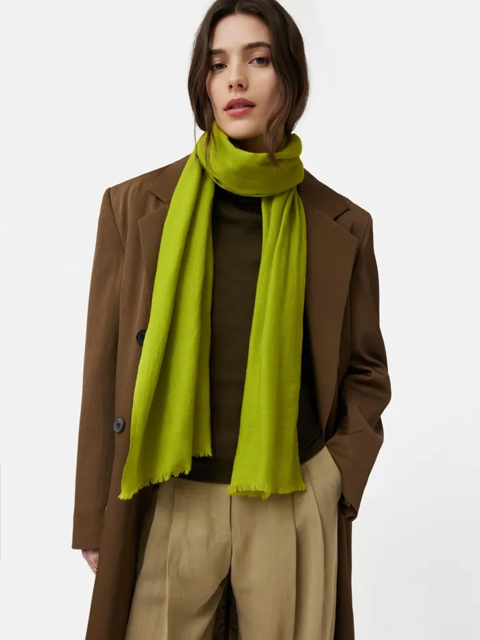 Jigsaw Wool Silk Pashmina Lime Women Ponchos and Scarves