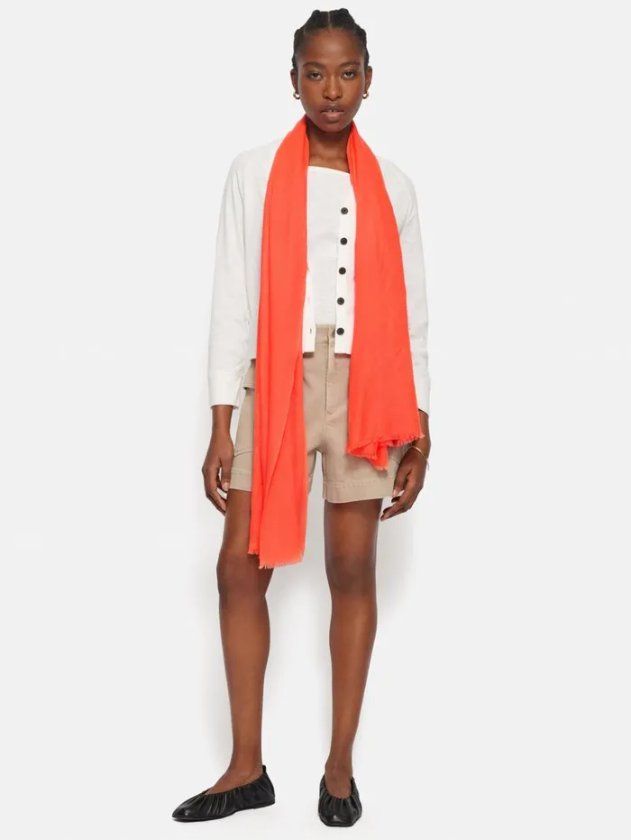 Jigsaw Wool Silk Pashmina Orange Women Ponchos and Scarves