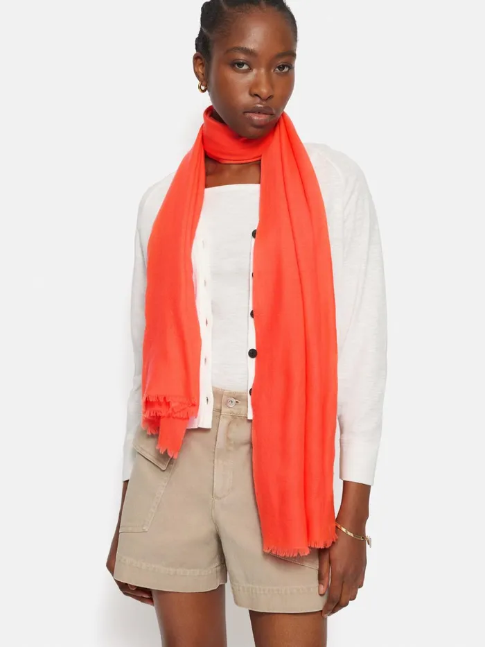 Jigsaw Wool Silk Pashmina Orange Women Ponchos and Scarves