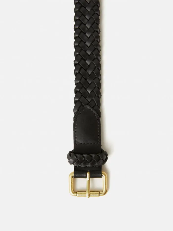 Jigsaw Woven Leather Belt Black Women Wallets and Card Holders