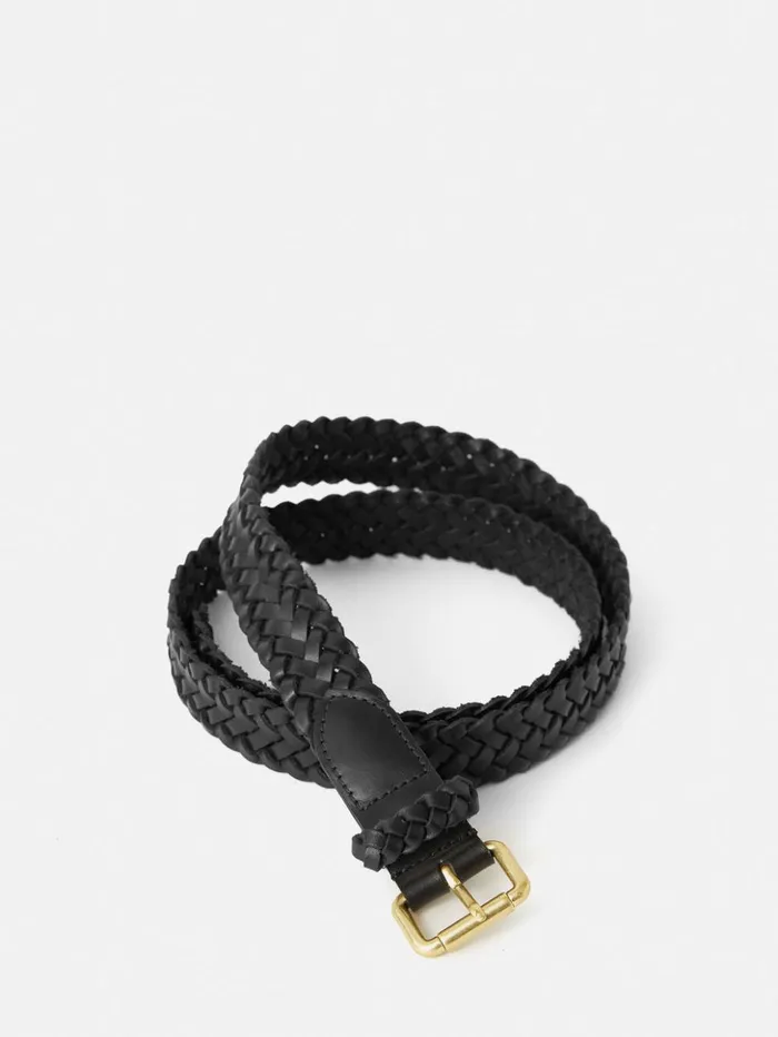 Jigsaw Woven Leather Belt Black Women Wallets and Card Holders