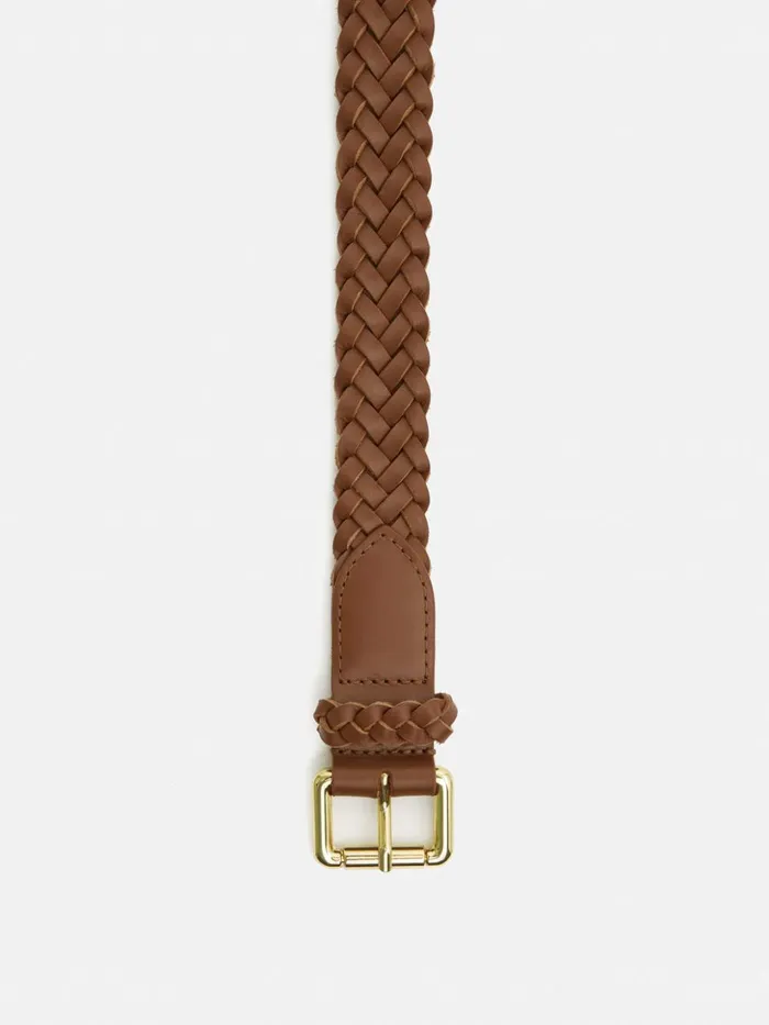 Jigsaw Woven Leather Belt Tan Women Leather