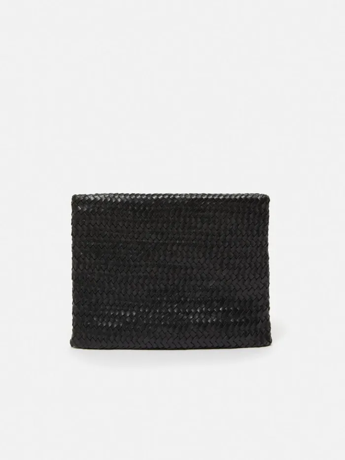 Jigsaw Woven Leather Pouch Black Women Bags