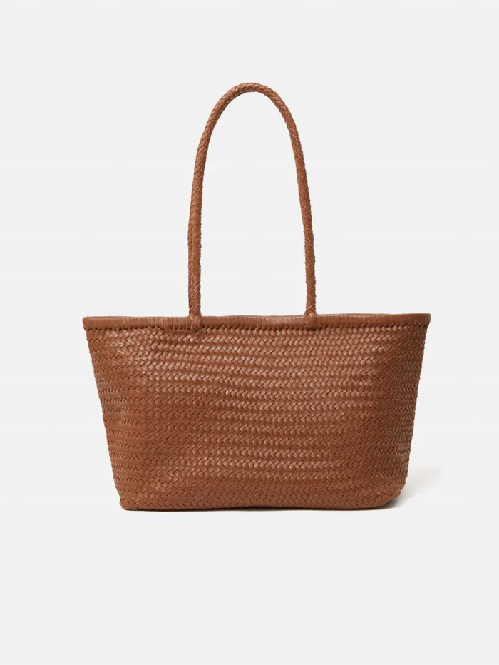 Jigsaw Woven Leather Tote Bag Tan Women Bags