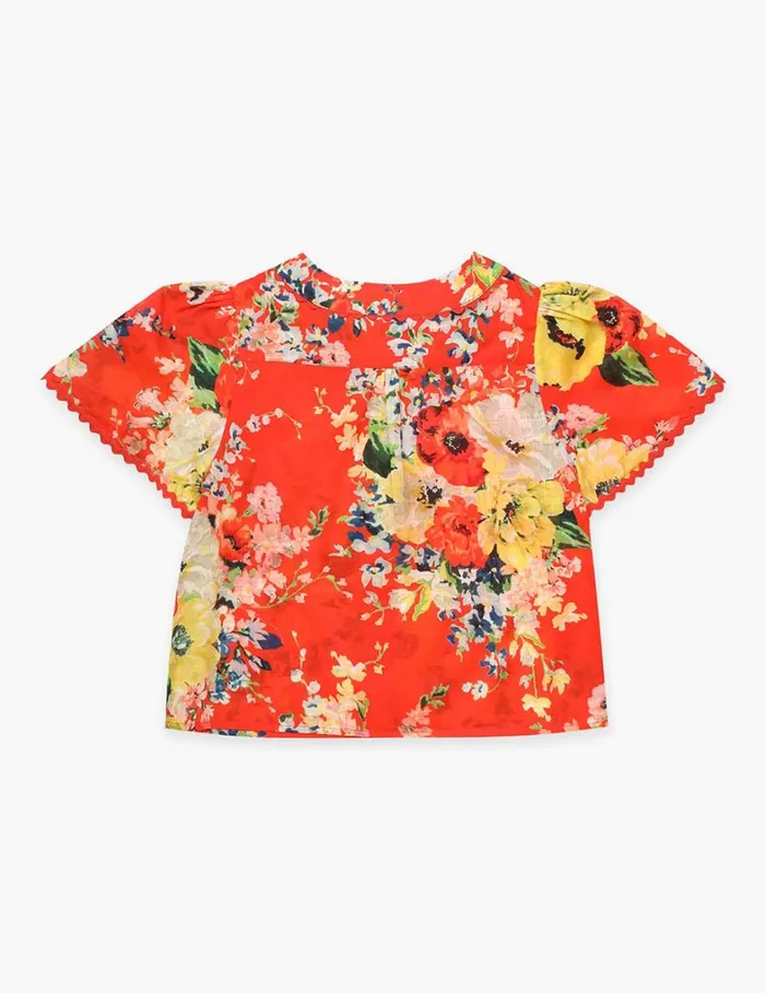 Kids Clothing Zimmermann Alight Flutter Sleeve Top Red Floral