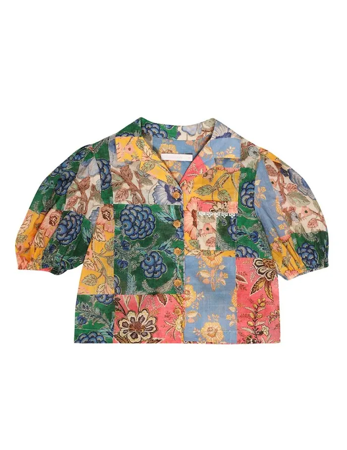 Kids Clothing Zimmermann Junie Puff Sleeve Shirt Patch Floral