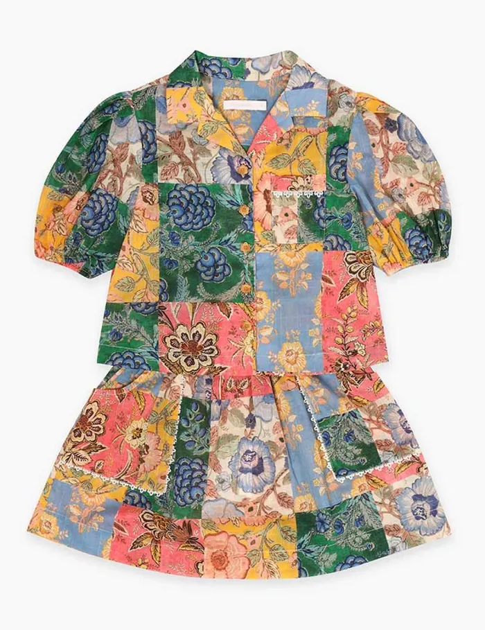 Kids Clothing Zimmermann Junie Puff Sleeve Shirt Patch Floral