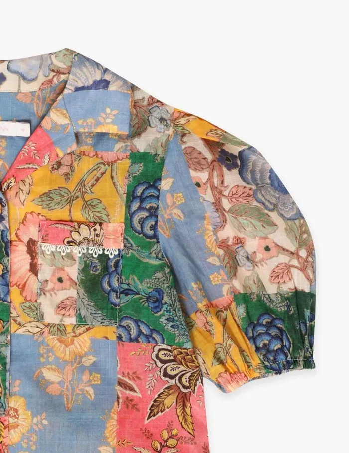 Kids Clothing Zimmermann Junie Puff Sleeve Shirt Patch Floral