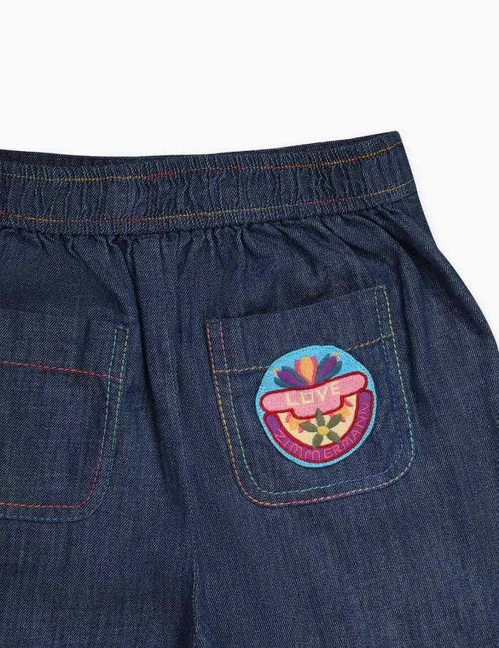 Kids Clothing Zimmermann Ottie Denim Pant Blue Lagoon