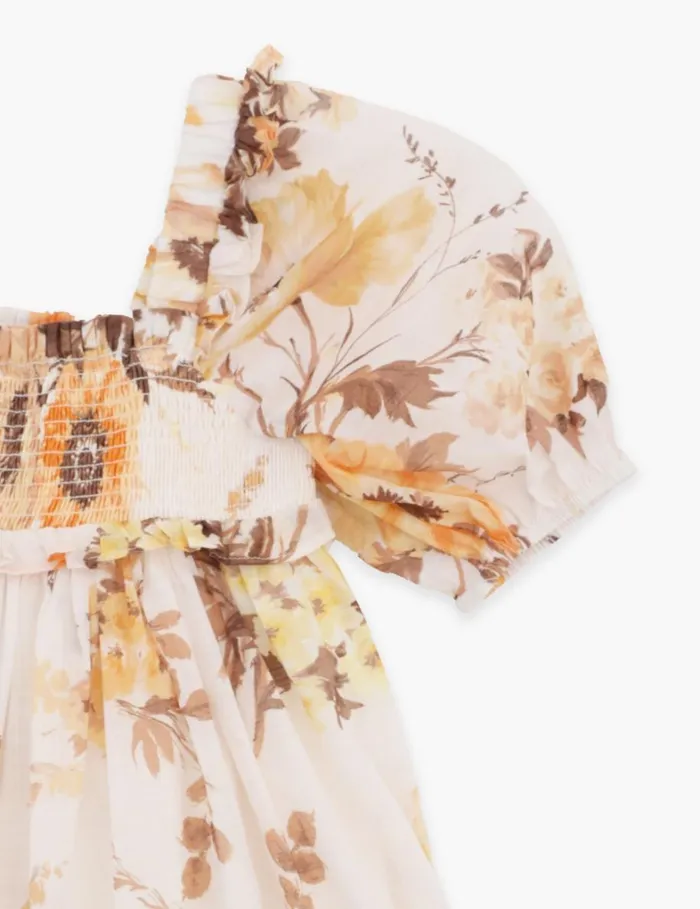 Kids Clothing Zimmermann Ottie Puff Sleeve Dress Orange Floral