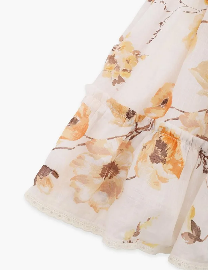Kids Clothing Zimmermann Ottie Puff Sleeve Dress Orange Floral