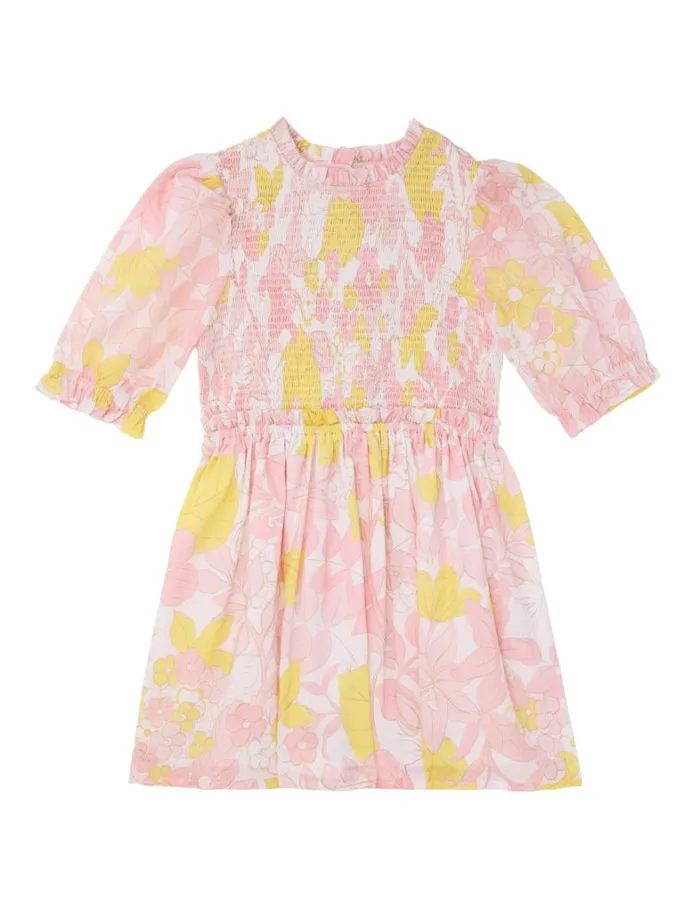 Kids Clothing Zimmermann Pop Puff Sleeve Dress Pinkyellow Floral