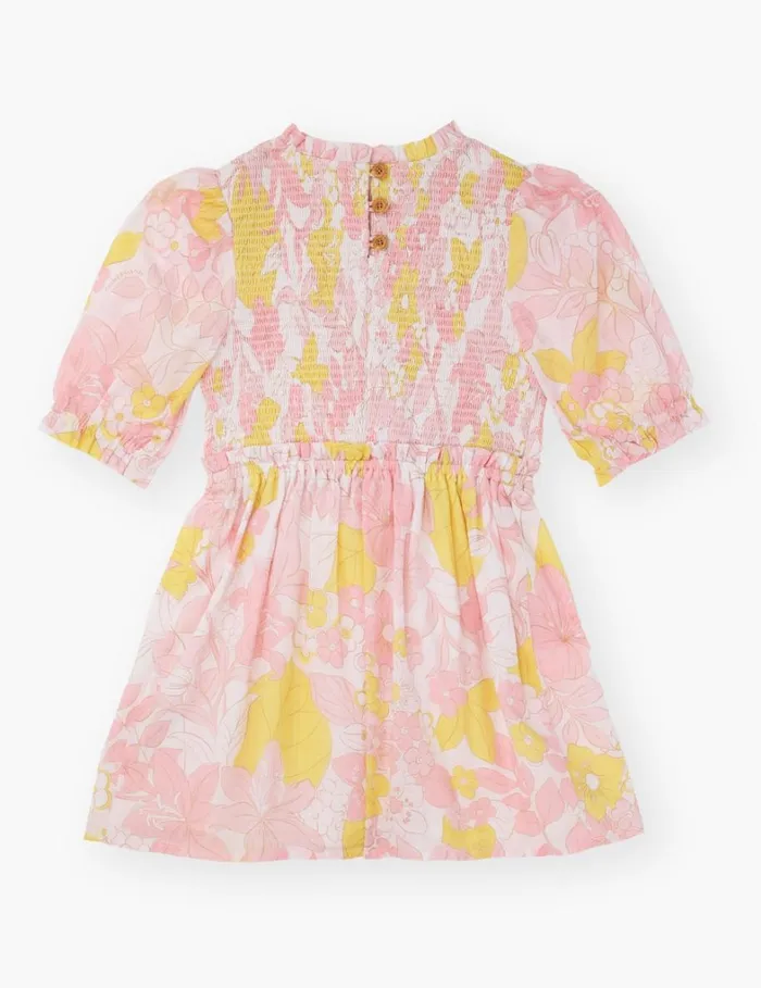 Kids Clothing Zimmermann Pop Puff Sleeve Dress Pinkyellow Floral