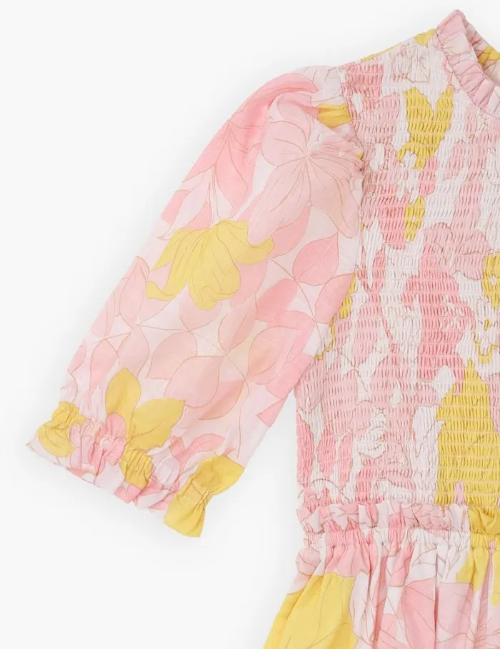 Kids Clothing Zimmermann Pop Puff Sleeve Dress Pinkyellow Floral