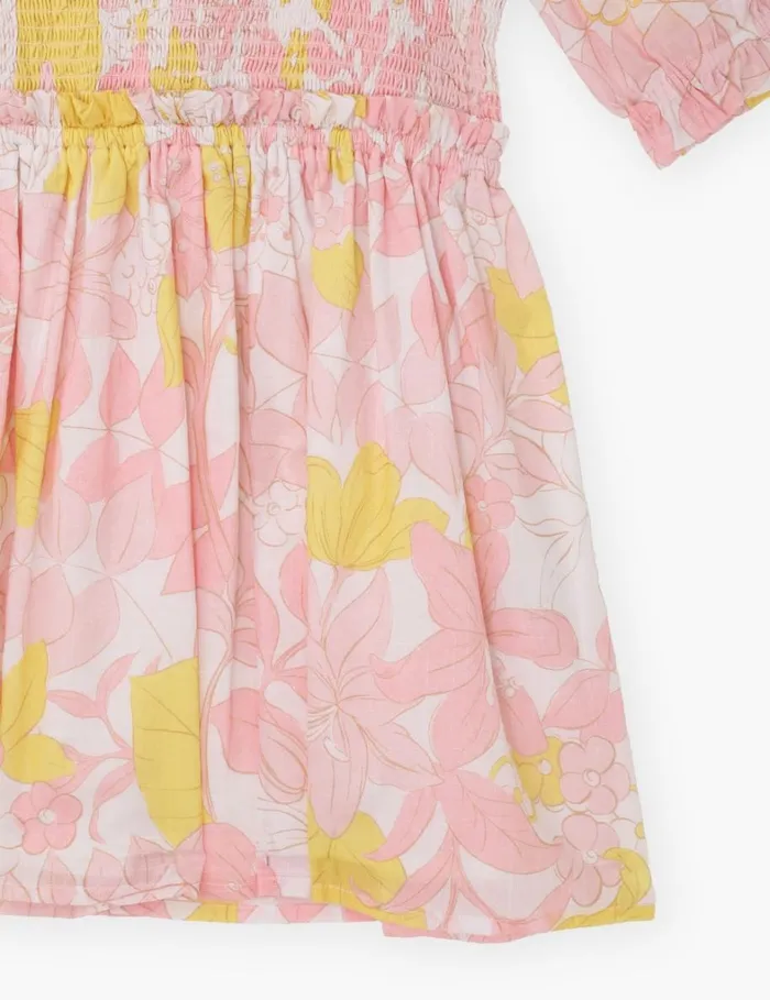 Kids Clothing Zimmermann Pop Puff Sleeve Dress Pinkyellow Floral