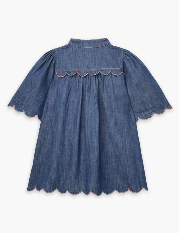Kids Denim Zimmermann Ottie Scallop Denim Dress Blue Lagoon