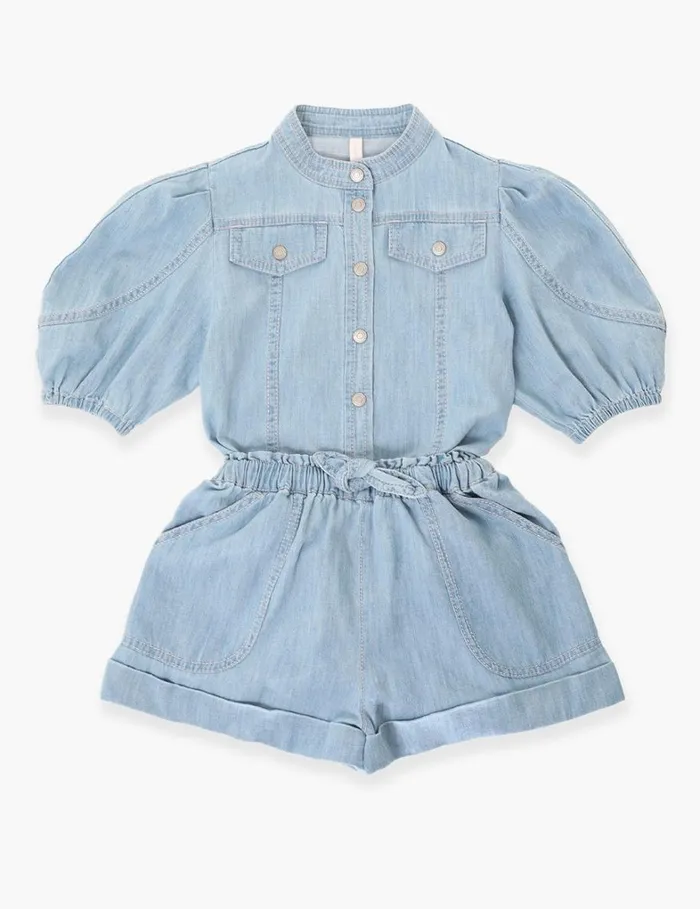 Kids Denim Zimmermann Waverly Utility Denim Short Blueberry
