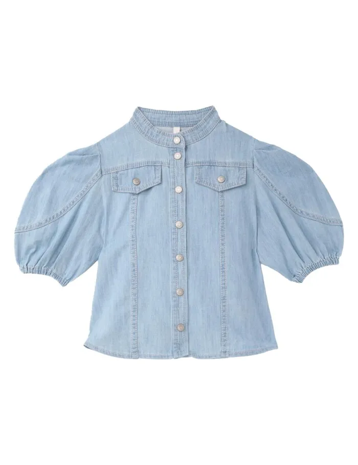 Kids Denim Zimmermann Waverly Utility Denim Top Blueberry