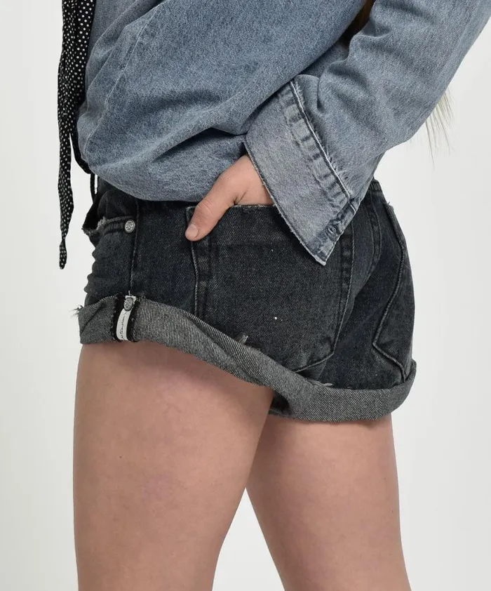 Kids One Teaspoon Kids FOX BLACK KIDS BANDIT SHORTS Kids One Teaspoon Kids FOX BLACK KIDS BANDIT SHORTS