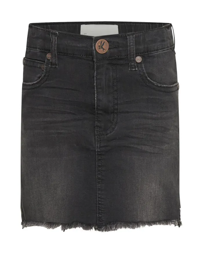 Kids One Teaspoon Kids KIDS BLACK PUNK 2020 MINI HIGH WAIST DENIM SKIRT Kids One Teaspoon Kids KIDS BLACK PUNK 2020 MINI HIGH WAIST DENIM SKIRT