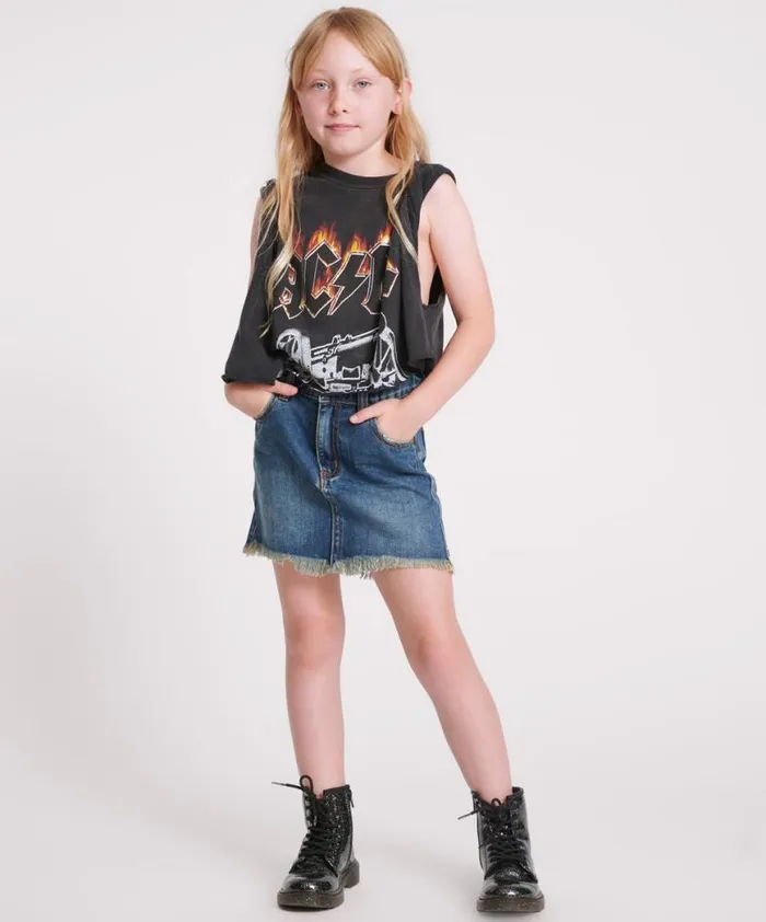Kids One Teaspoon Kids KIDS DIRTY INDIGO 2020 MINI HIGH WAIST DENIM SKIRT