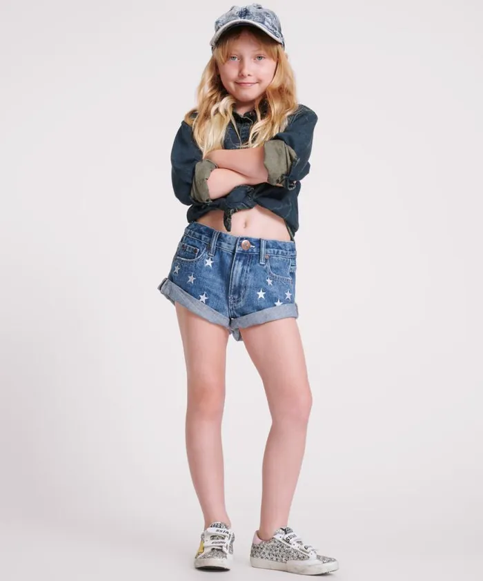 Kids One Teaspoon Kids PACIFICA KIDS DENIM BANDIT SHORTS Kids One Teaspoon Kids PACIFICA KIDS DENIM BANDIT SHORTS