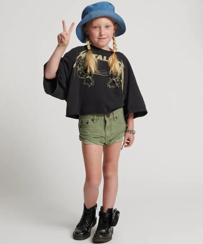 Kids One Teaspoon Kids SUPER KHAKI KIDS BANDIT DENIM SHORTS