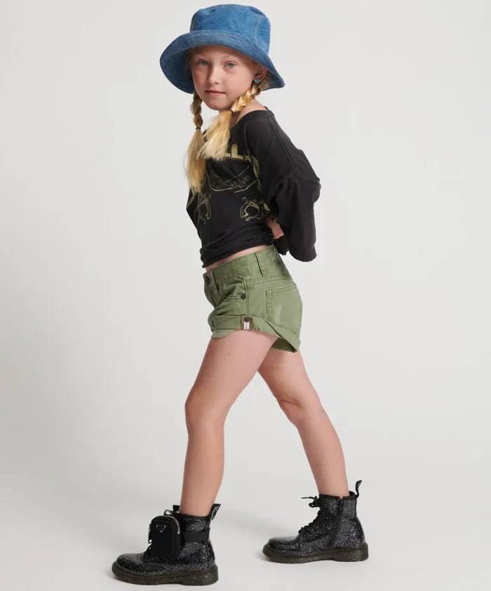 Kids One Teaspoon Kids SUPER KHAKI KIDS BANDIT DENIM SHORTS Kids One Teaspoon Kids SUPER KHAKI KIDS BANDIT DENIM SHORTS