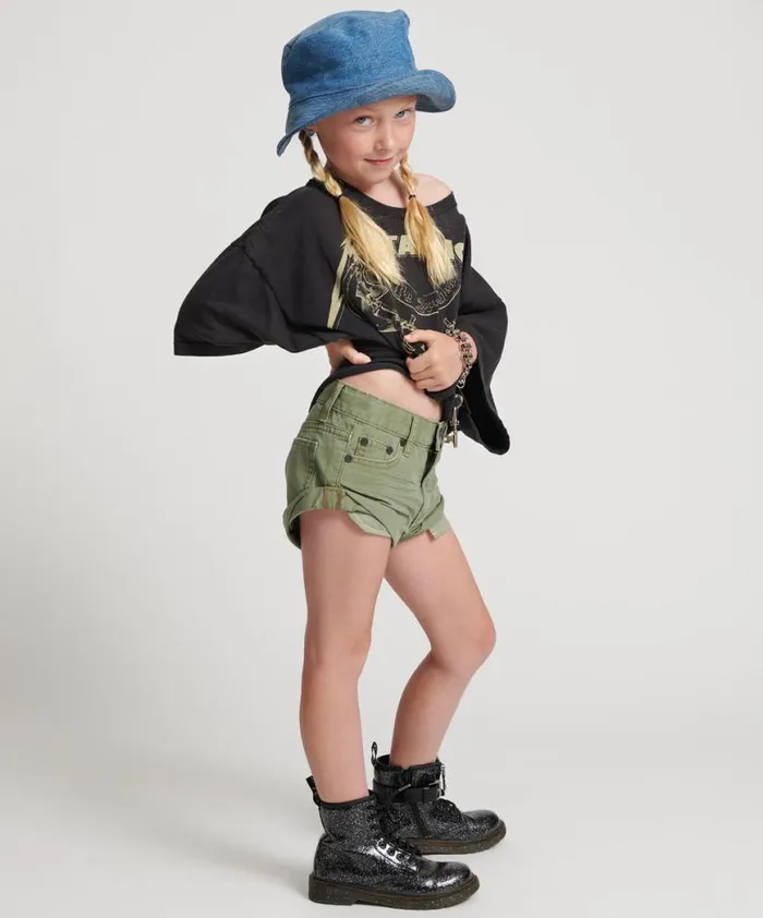 Kids One Teaspoon Kids SUPER KHAKI KIDS BANDIT DENIM SHORTS Kids One Teaspoon Kids SUPER KHAKI KIDS BANDIT DENIM SHORTS