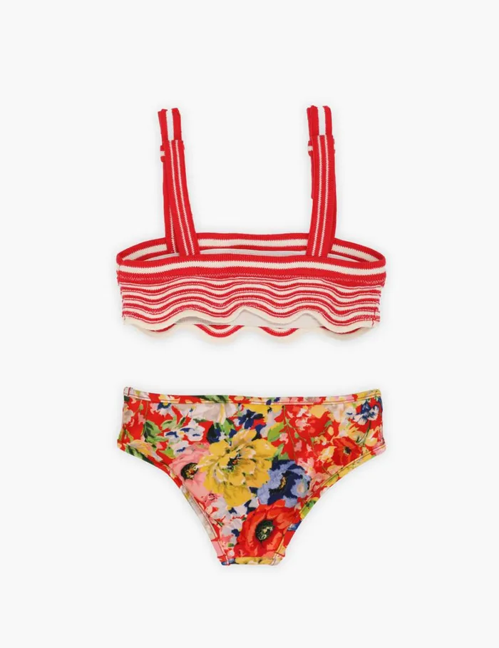 Kids Swimwear Zimmermann Alight Crochet Wave Bikini Red Floral