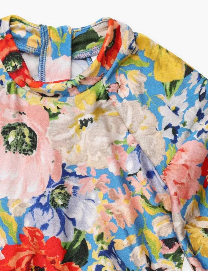 Kids Swimwear Zimmermann Alight Long Sleeve 1PC Blue Floral