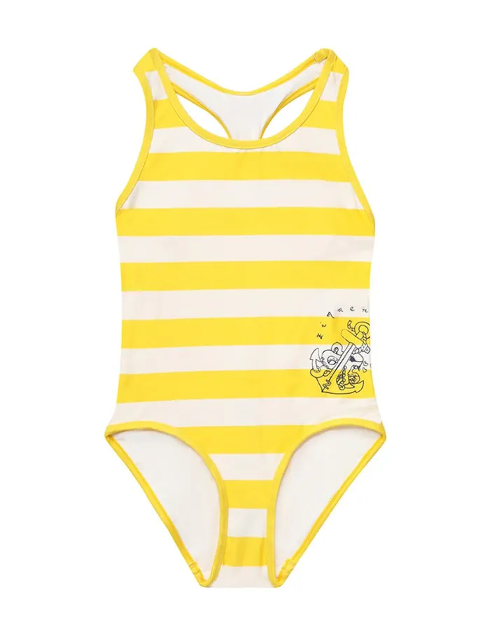 Kids Swimwear Zimmermann Alight Racer 1PC Yellowcream Stripe