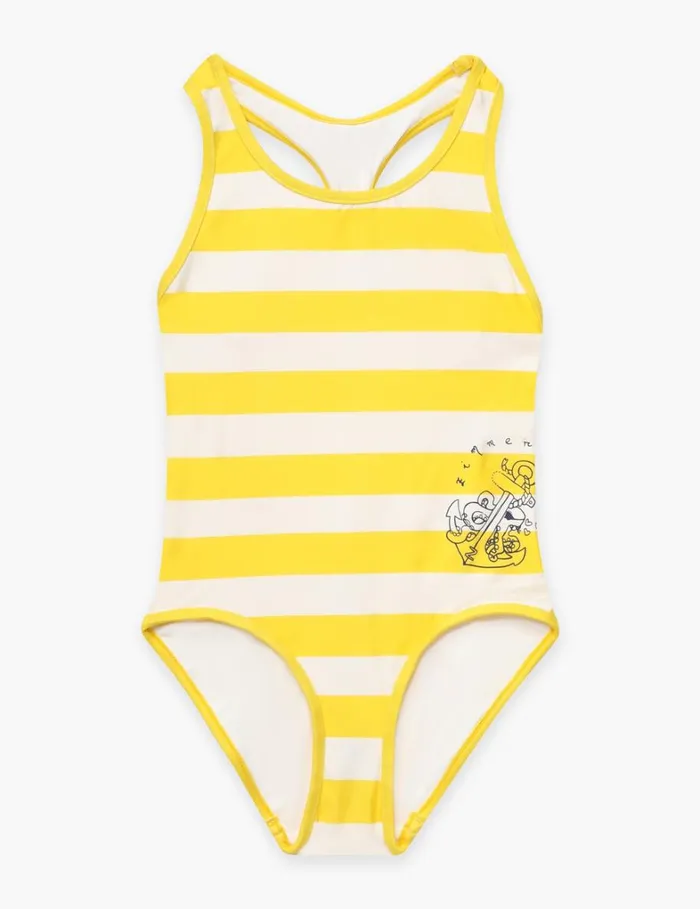 Kids Swimwear Zimmermann Alight Racer 1PC Yellowcream Stripe