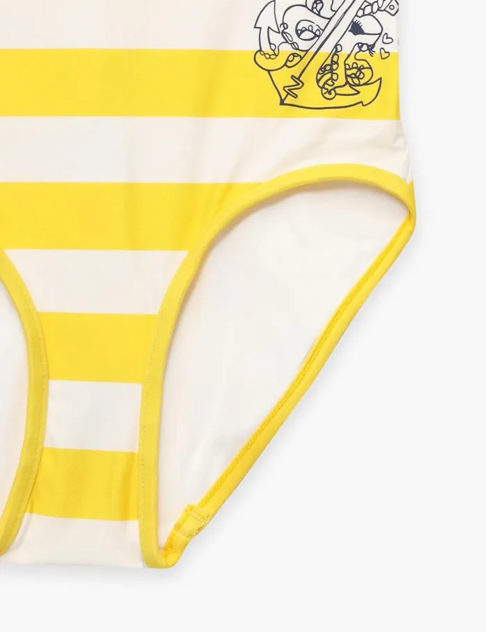Kids Swimwear Zimmermann Alight Racer 1PC Yellowcream Stripe