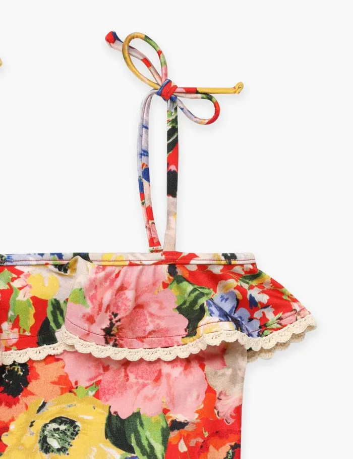Kids Swimwear Zimmermann Alight Trim Frill 1PC Red Floral