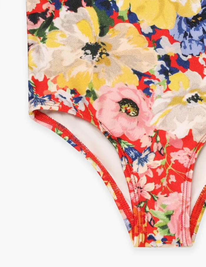 Kids Swimwear Zimmermann Alight Trim Frill 1PC Red Floral
