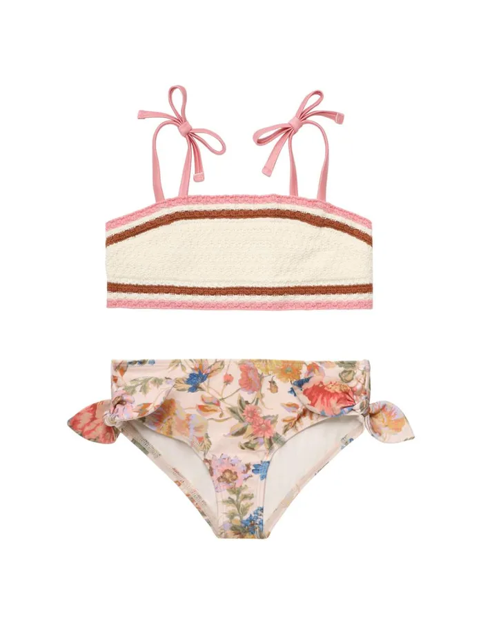 Kids Swimwear Zimmermann August Knit Bandeau Bikini Cream Floral