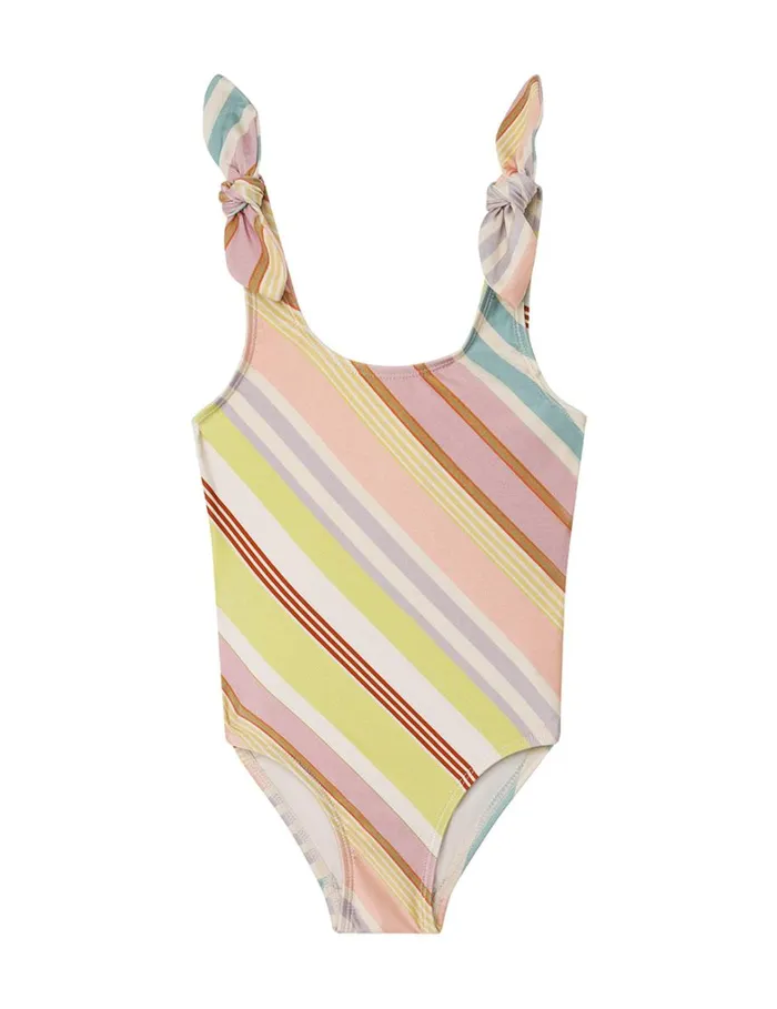Kids Swimwear Zimmermann Halliday Bow Shoulder 1PC Multi Stripe