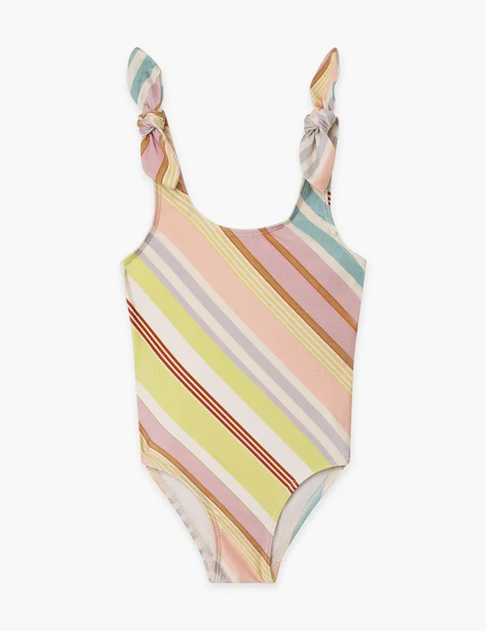 Kids Swimwear Zimmermann Halliday Bow Shoulder 1PC Multi Stripe