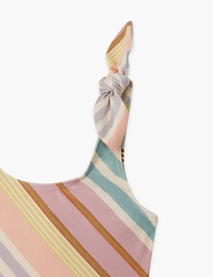 Kids Swimwear Zimmermann Halliday Bow Shoulder 1PC Multi Stripe