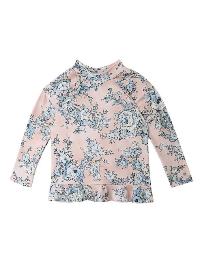Kids Swimwear Zimmermann Halliday Frill Rashie Peachblue Floral