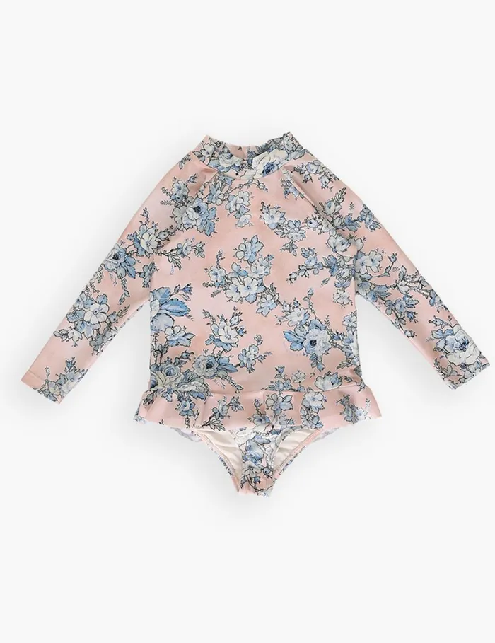Kids Swimwear Zimmermann Halliday Frill Rashie Peachblue Floral