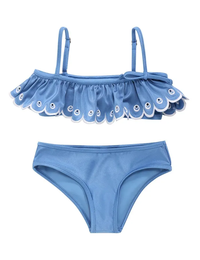 Kids Swimwear Zimmermann Junie Embroidery Frill Bikini Blue