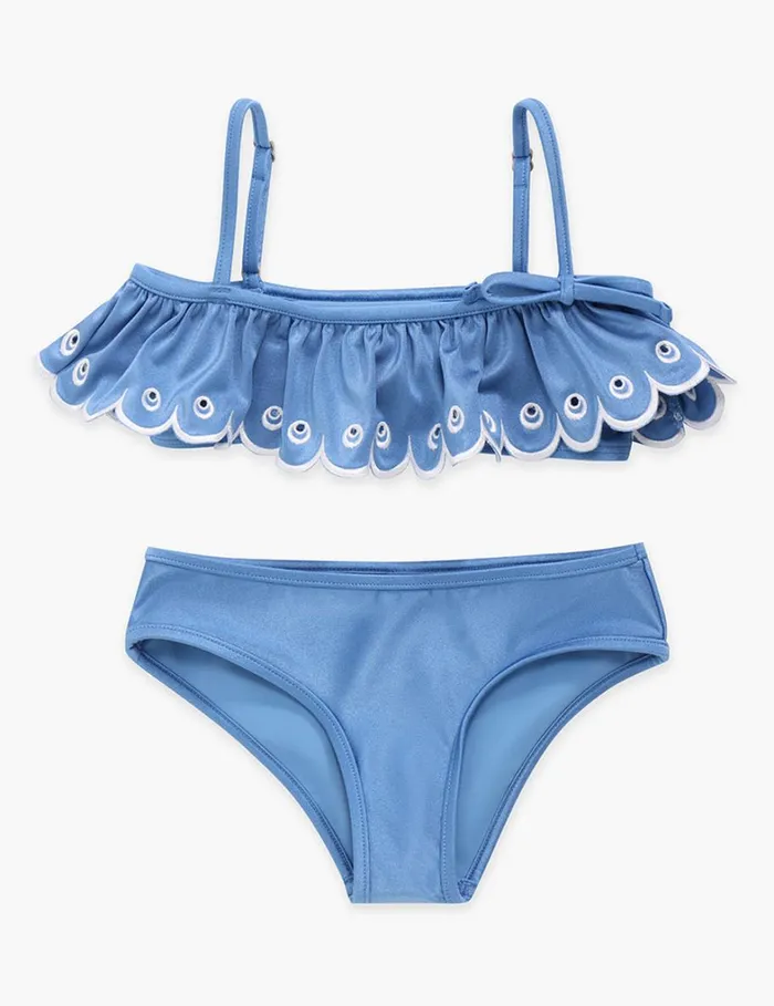 Kids Swimwear Zimmermann Junie Embroidery Frill Bikini Blue