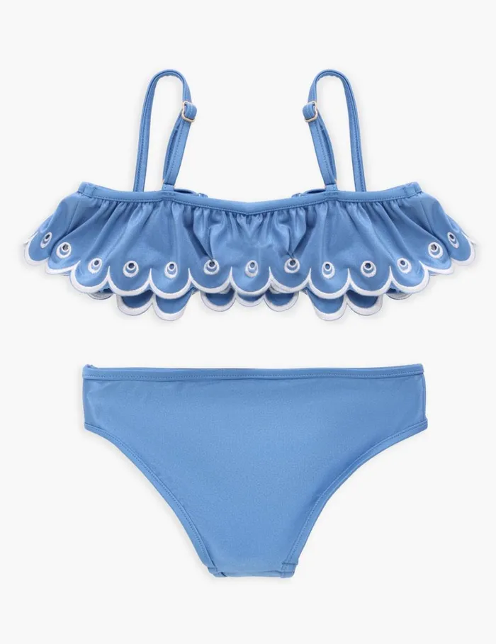 Kids Swimwear Zimmermann Junie Embroidery Frill Bikini Blue