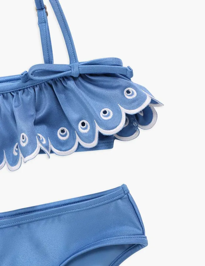 Kids Swimwear Zimmermann Junie Embroidery Frill Bikini Blue