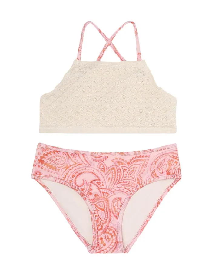 Kids Swimwear Zimmermann Ottie Crochet Bikini Pink Paisley